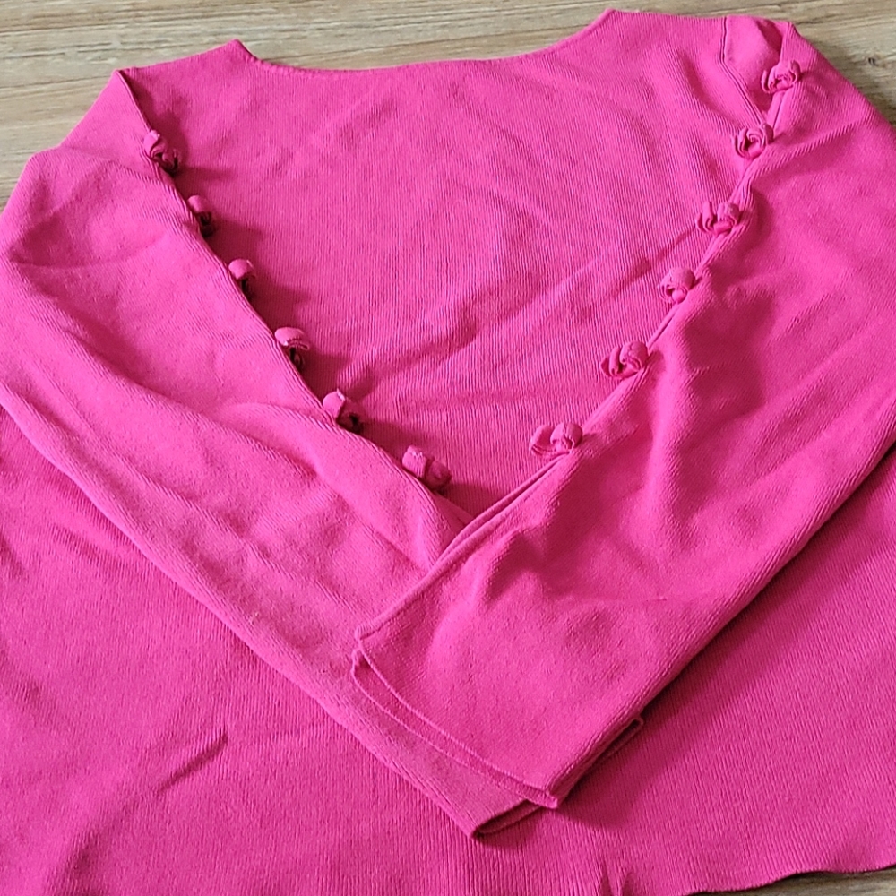 Colour works pink quarter sleeve sweater
